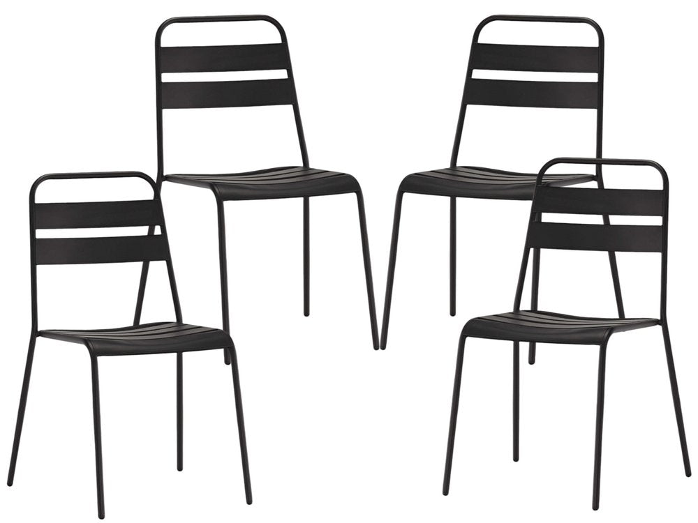 Set of Four Gray Faux Leather Dining Side Chairs