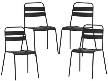 Set of Four Gray Faux Leather Dining Side Chairs