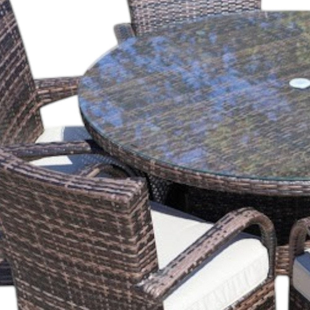 Seven Piece Clear and Gray Round Glass Dining Set