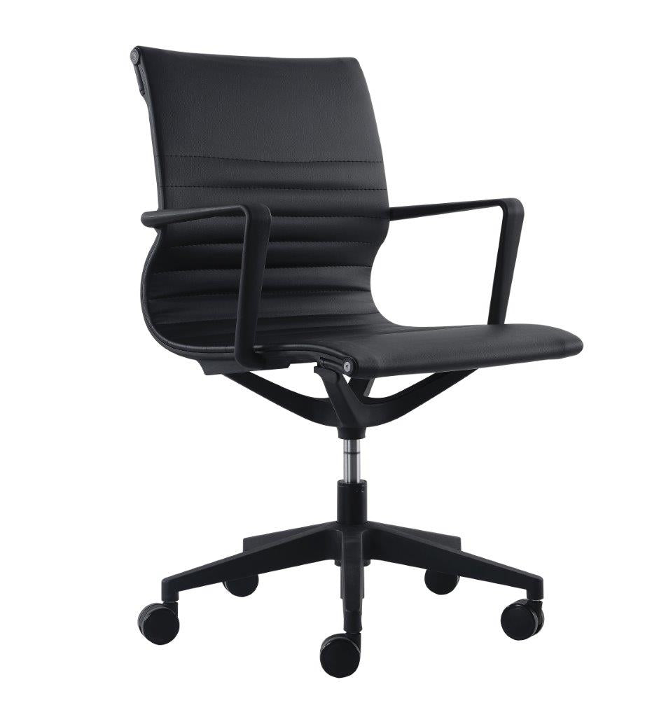 Black Adjustable Swivel Fabric Rolling Office Chair