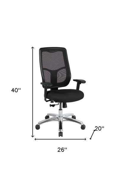 Black and Silver Adjustable Swivel Mesh Rolling Office Chair