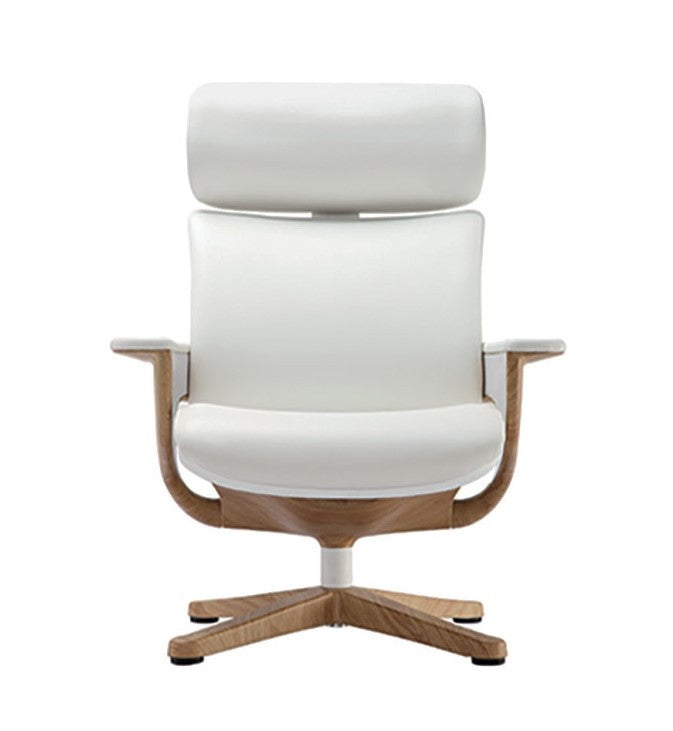 White and Dark Brown Swivel Faux Leather Executive Office Chair