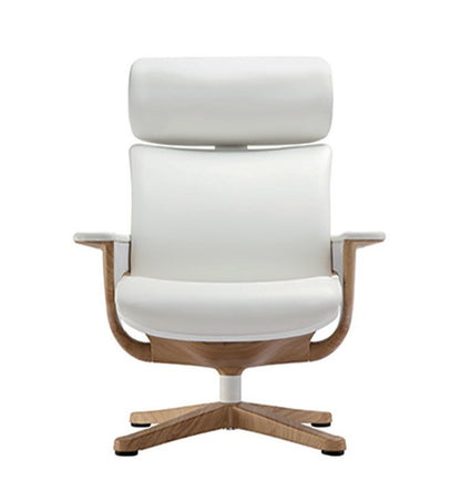 White and Dark Brown Swivel Faux Leather Executive Office Chair