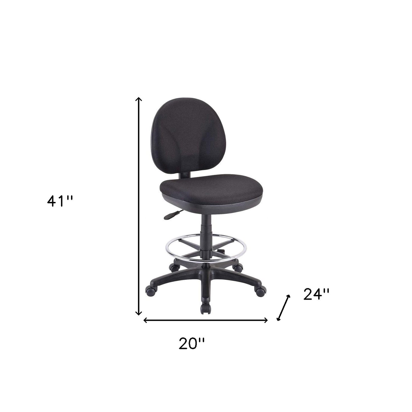 Black Adjustable Swivel Fabric Rolling Office Chair