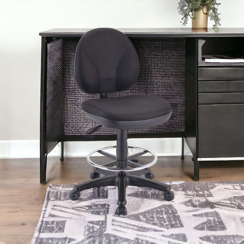 Black Adjustable Swivel Fabric Rolling Office Chair