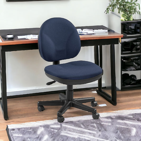 Pewter Blue and Black Adjustable Swivel Fabric Rolling Office Chair