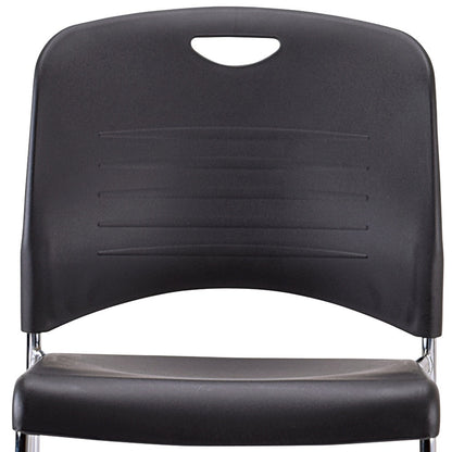 Set of Four Black and Silver Plastic Office Chair