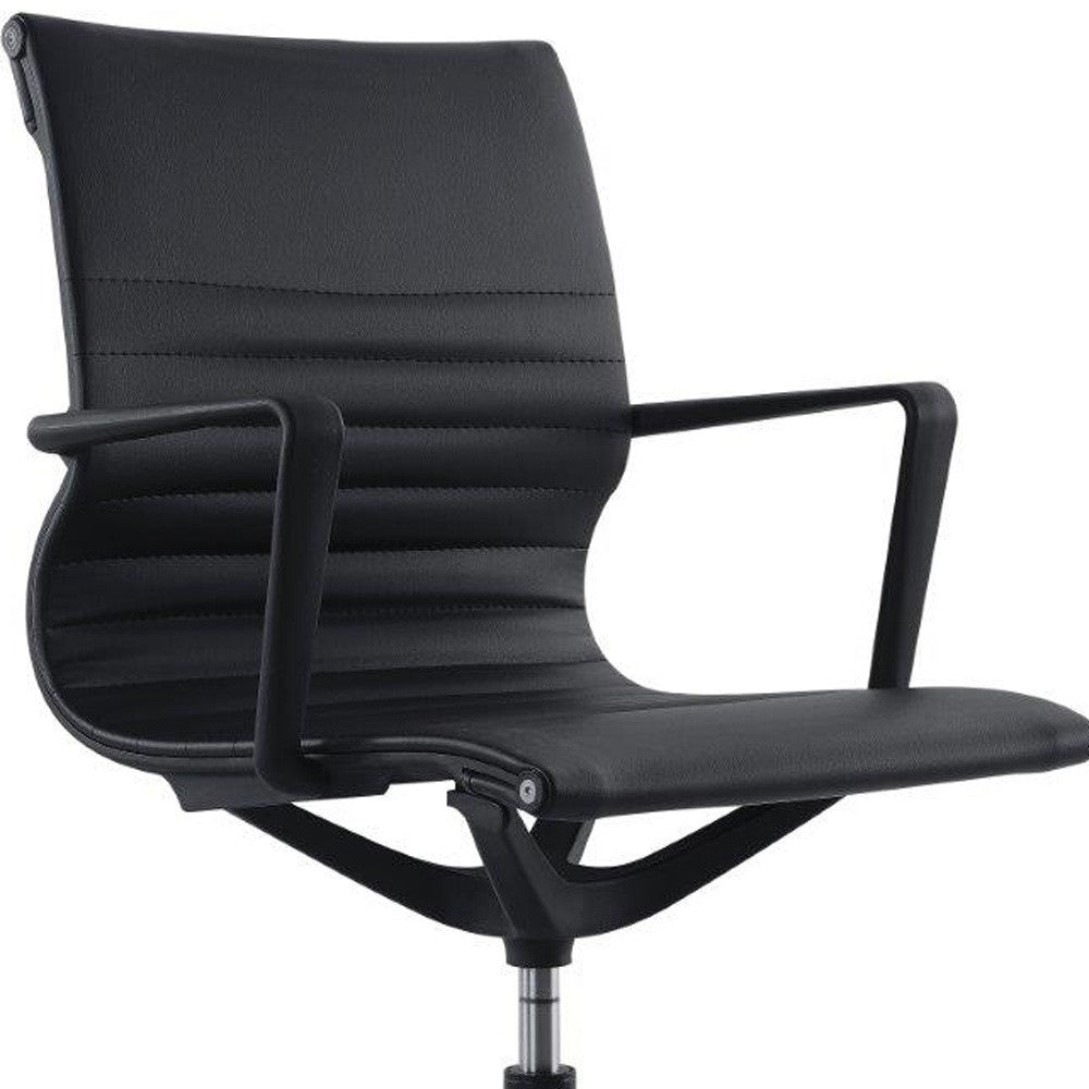 Black Adjustable Swivel Faux Leather Rolling Office Chair