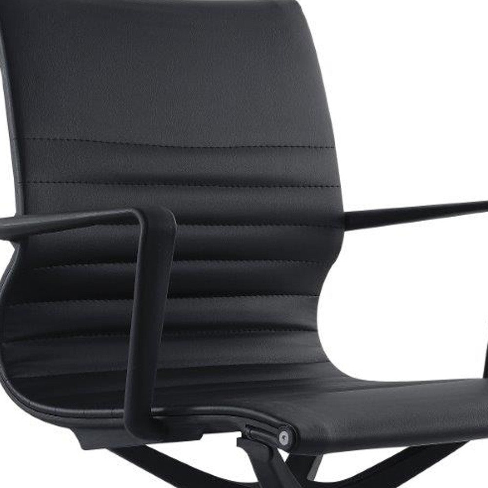 Black Adjustable Swivel Faux Leather Rolling Office Chair