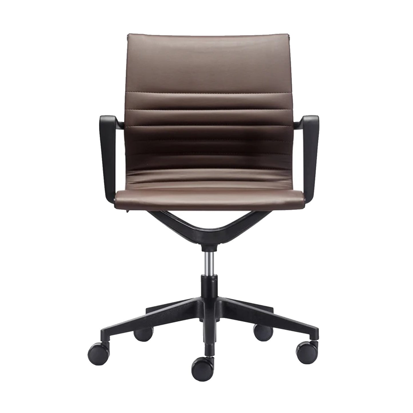 Black Adjustable Swivel Faux Leather Rolling Office Chair