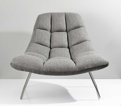 40" Gray And Silver Linen Tufted Butterfly Chair