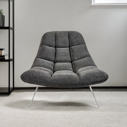 40" Gray And Silver Linen Tufted Butterfly Chair