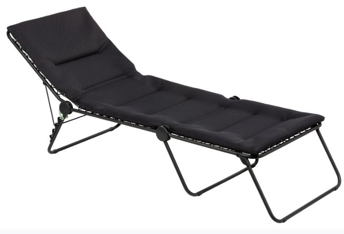 28" Black and Steel Outdoor Chaise Lounge with Black Cushion