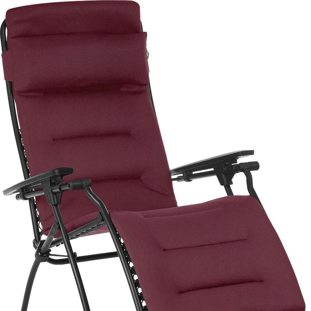 28" Red Steel Outdoor Zero Gravity Chair with Red Cushion