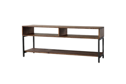 60" Brown Wood Open Shelving TV Stand