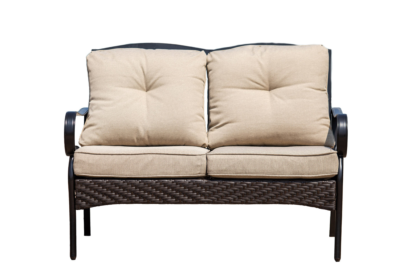 48" Beige Polyester Blend Sofa With Black Legs