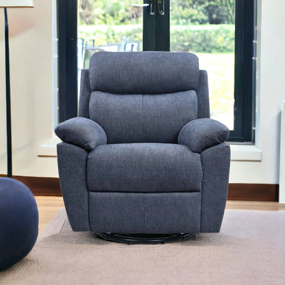 35" Blue Fabric Power Recliner with USB