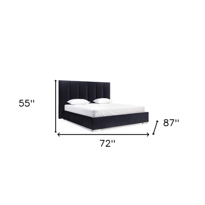 Queen Tufted Black Upholstered Velvet Bed