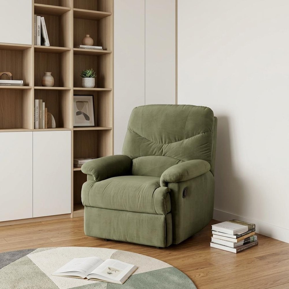 35" Beige Microfiber Recliner