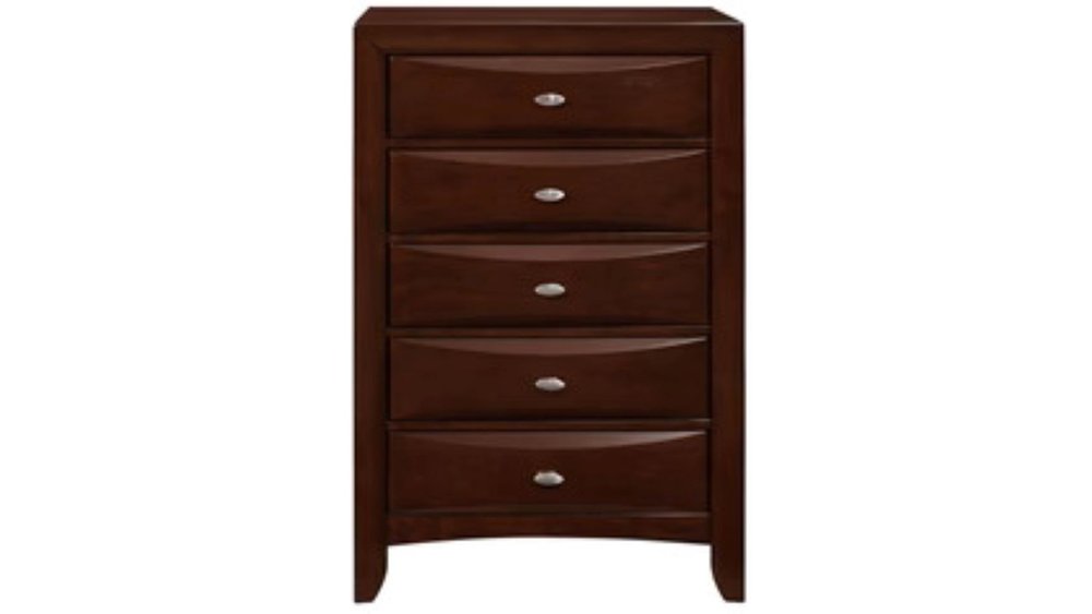 32" Espresso Wood Five Drawer Dresser