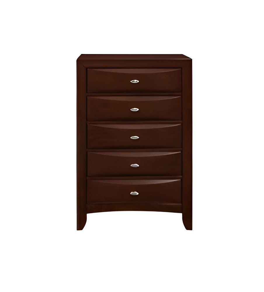 32" Espresso Wood Five Drawer Dresser