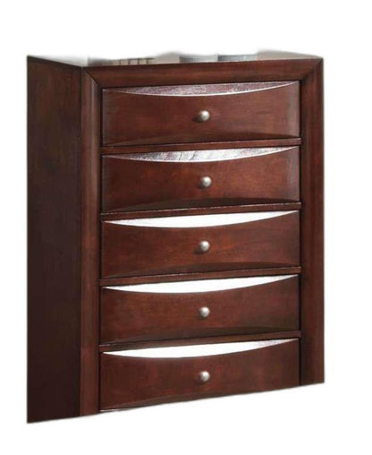 32" Espresso Wood Five Drawer Dresser