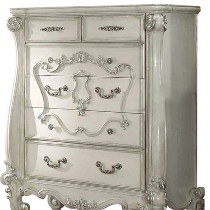47" White Solid Wood Five Drawer Dresser