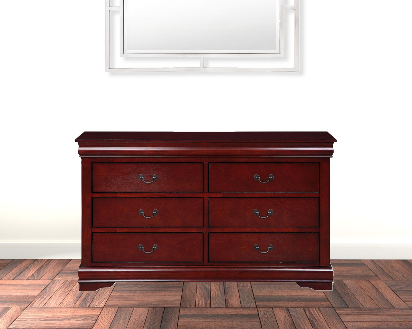 57" Brown Solid Wood Double Dresser