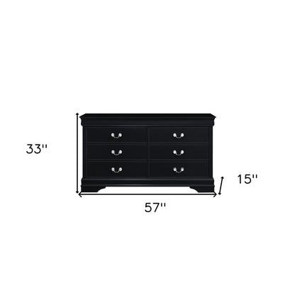 57" Brown Solid Wood Double Dresser