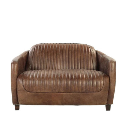 50" Brown Leather Loveseat
