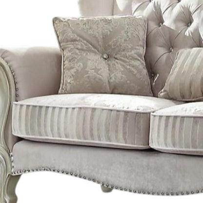 69" Ivory Chesterfield Loveseat and Toss Pillows