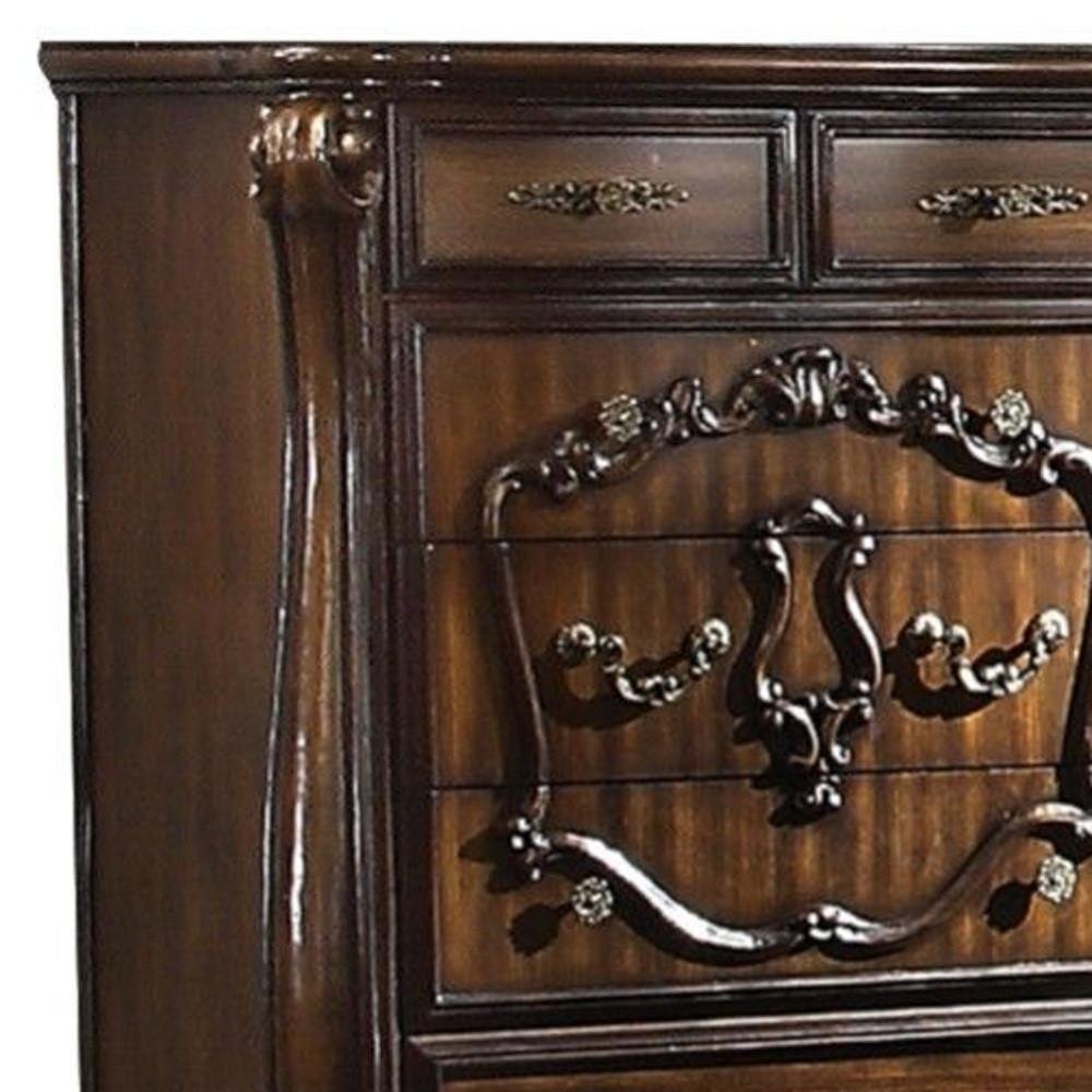 47" White Solid Wood Five Drawer Dresser