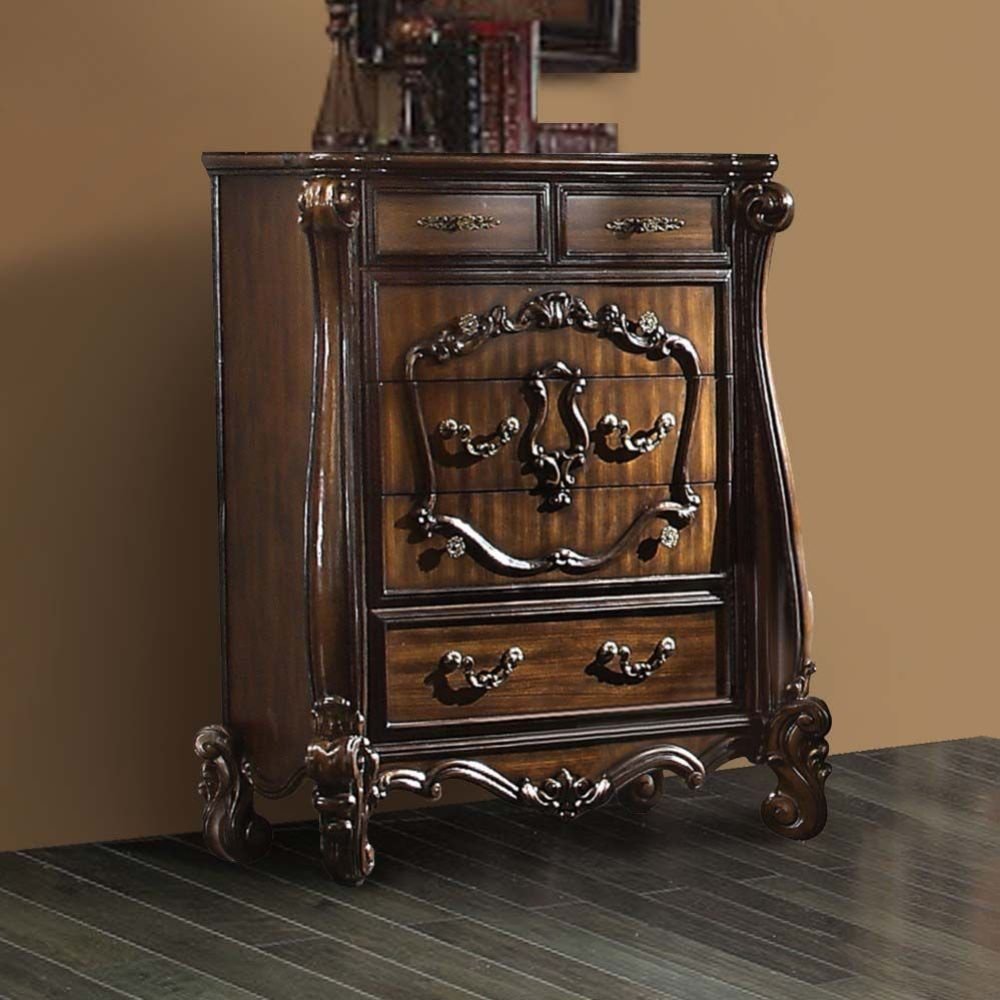 47" White Solid Wood Five Drawer Dresser