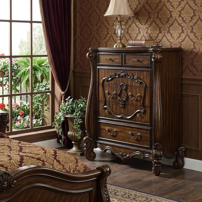 47" White Solid Wood Five Drawer Dresser