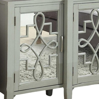 72" Black and Silver Mirrored Solid Wood and Glass Distressed Solid Console Table