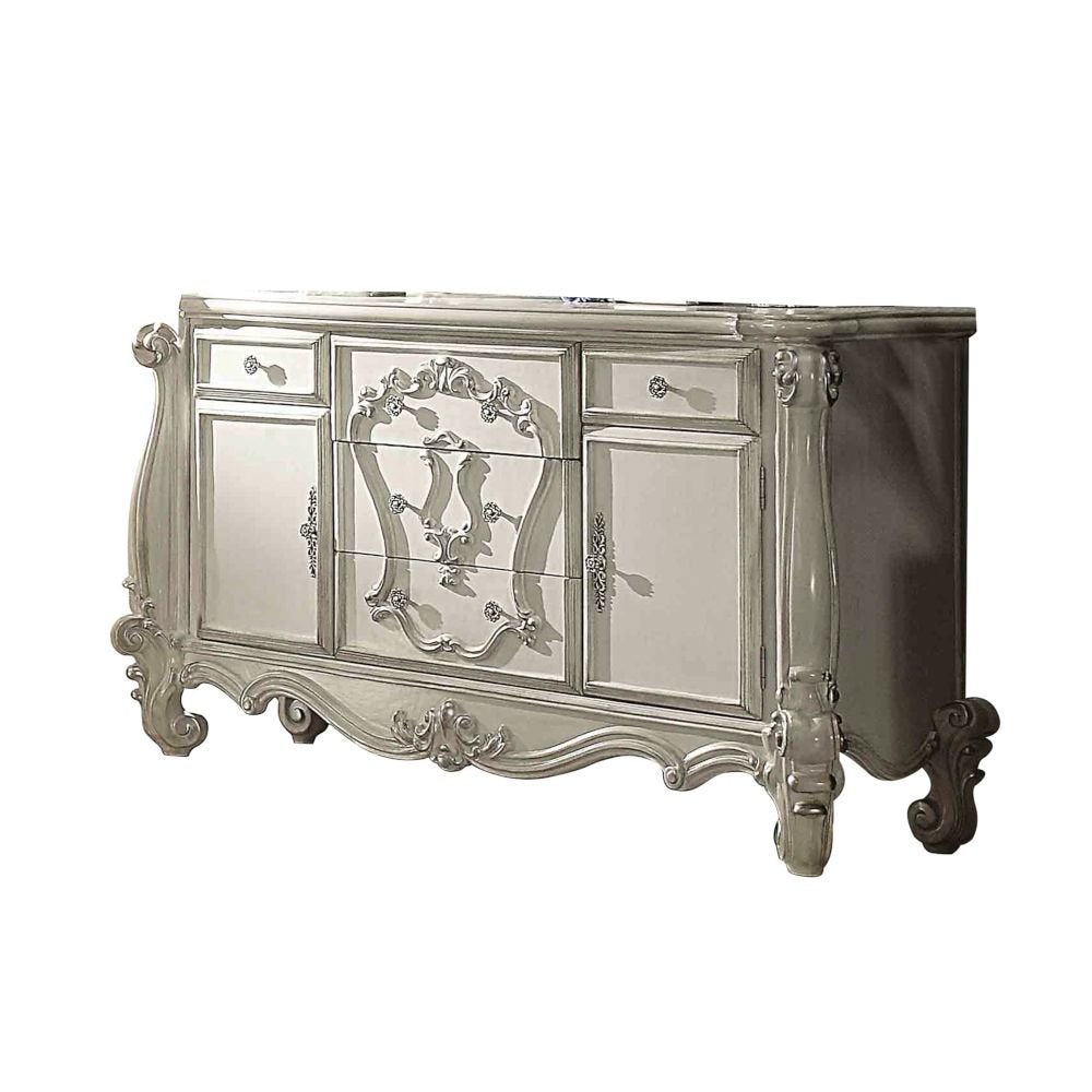 38" White Solid Wood Six Drawer Combo Dresser