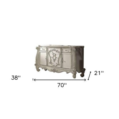 38" White Solid Wood Six Drawer Combo Dresser