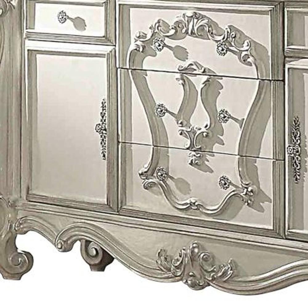 38" White Solid Wood Six Drawer Combo Dresser
