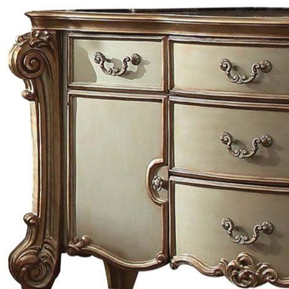 38" White Solid Wood Six Drawer Combo Dresser
