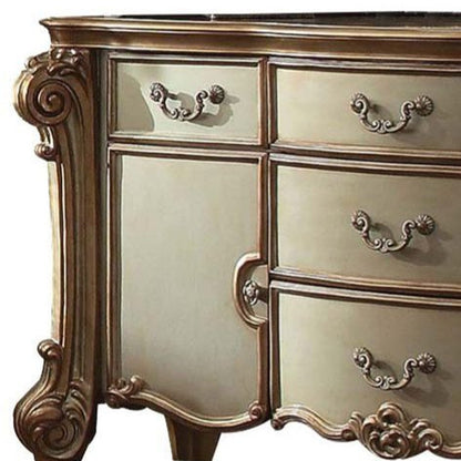 38" White Solid Wood Six Drawer Combo Dresser