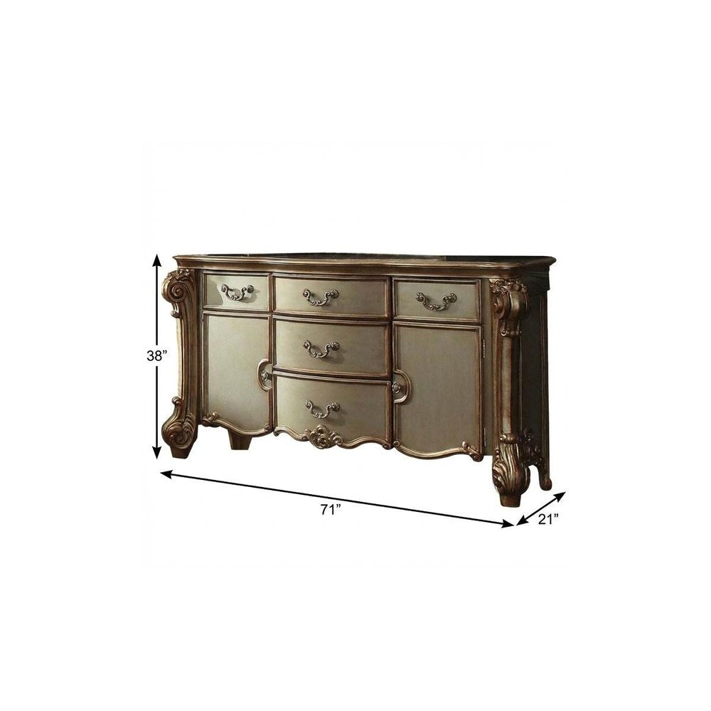 38" White Solid Wood Six Drawer Combo Dresser
