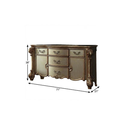 38" White Solid Wood Six Drawer Combo Dresser