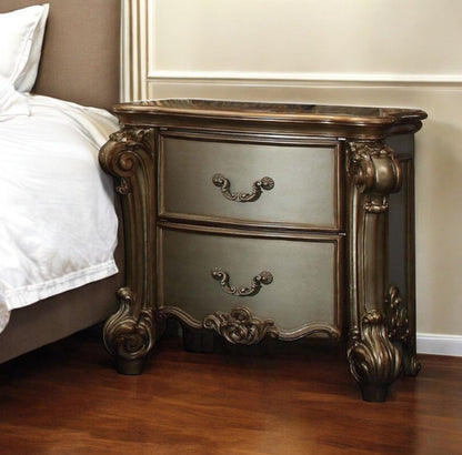 30" Bone Wood Two Drawer Nightstand