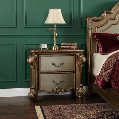 30" Bone Wood Two Drawer Nightstand