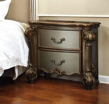30" Bone Wood Two Drawer Nightstand