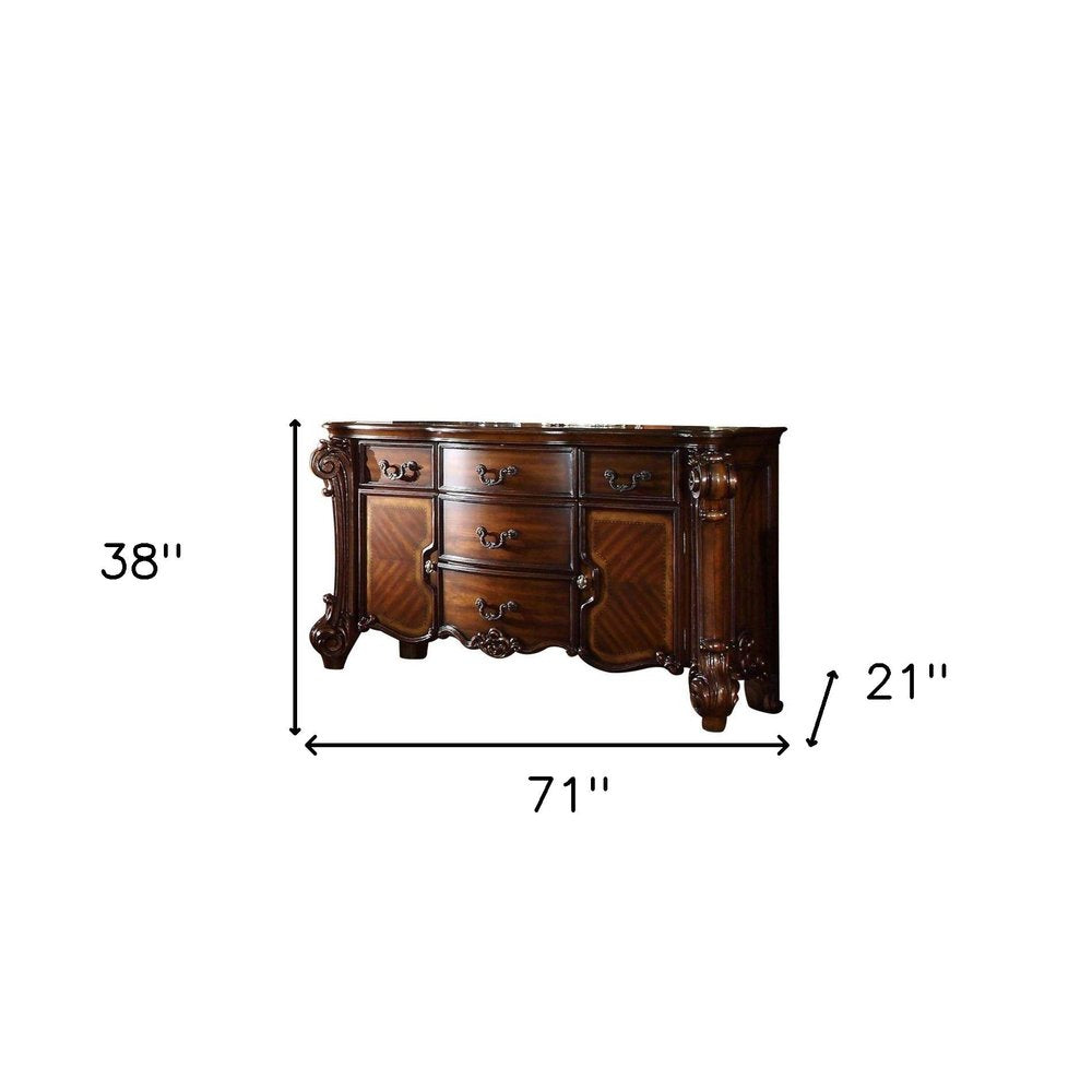 38" White Solid Wood Six Drawer Combo Dresser