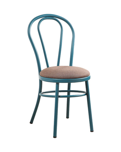 Set of Two Taupe And Teal Blue Upholstered Dining Side Chairs