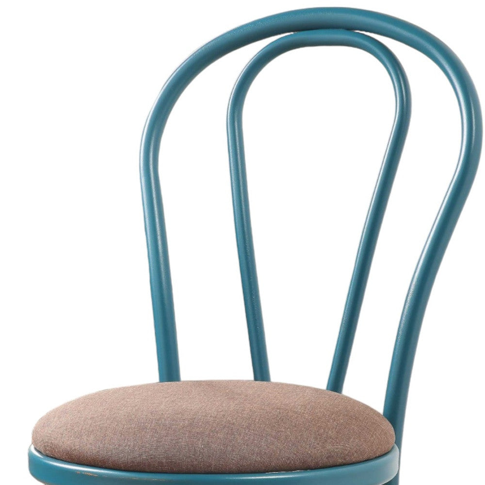 Set of Two Taupe And Teal Blue Upholstered Dining Side Chairs