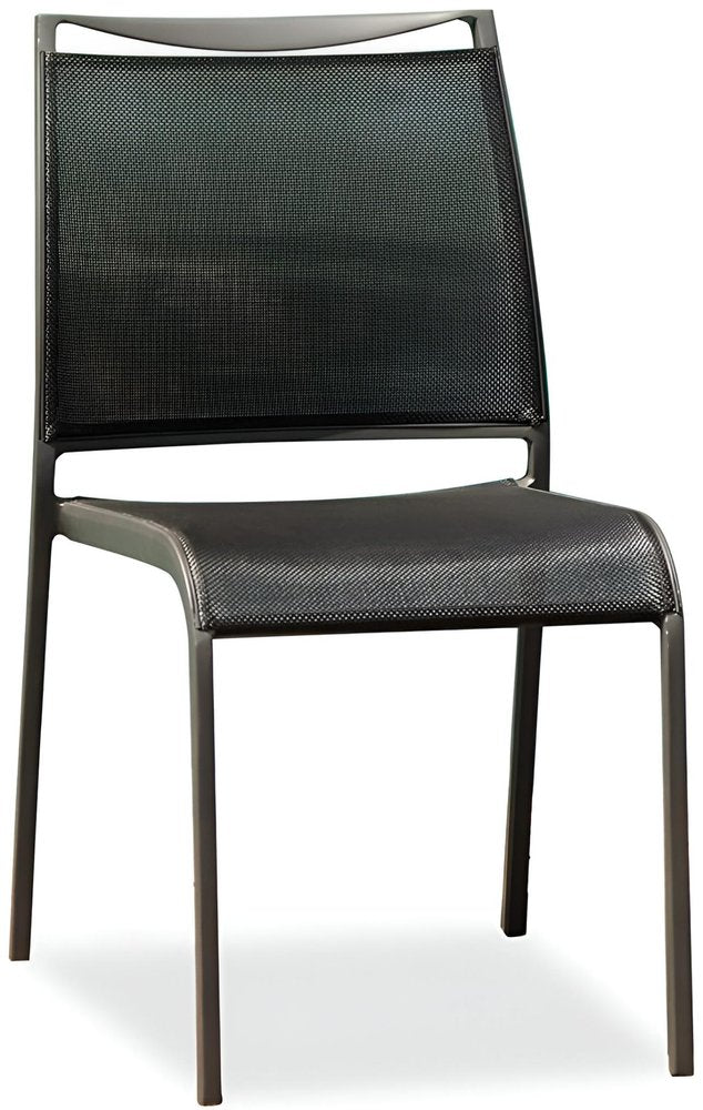 Set of Four Gray Aluminum Dining Side Chairs