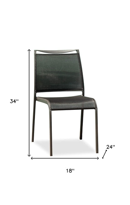 Set Of 2 Gray Stackable Aluminum Sling Armless Chairs